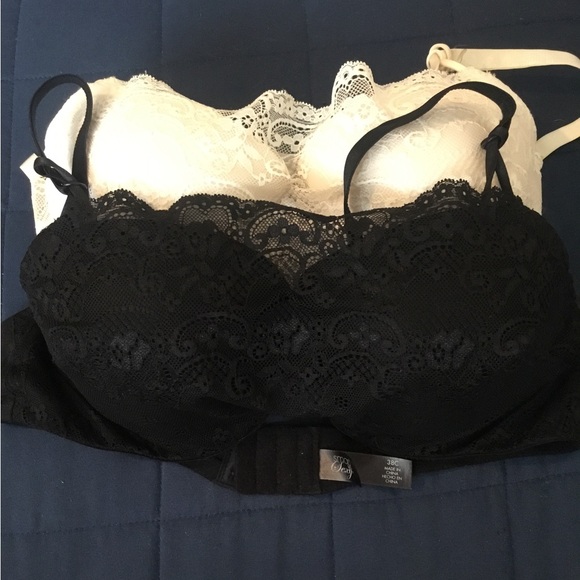 NWOT Vintage Smart & Sexy Lace Underwire Bra Set - Black and White - Picture 4 of 14